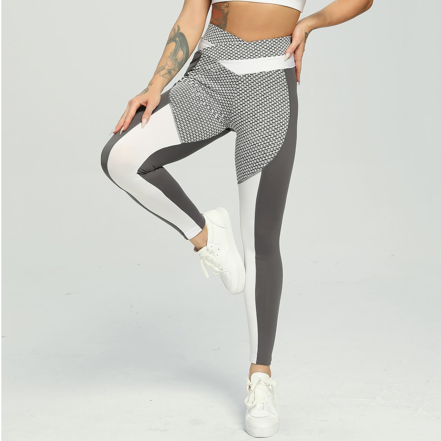 Calça Legging Fitness Estampa em Recortes Grace