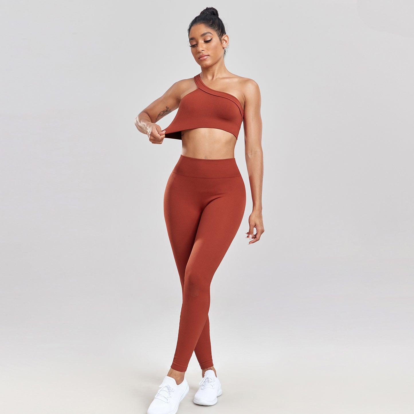 Conjunto Fitness Top Um Ombro Só e Calça Legging Ayumi