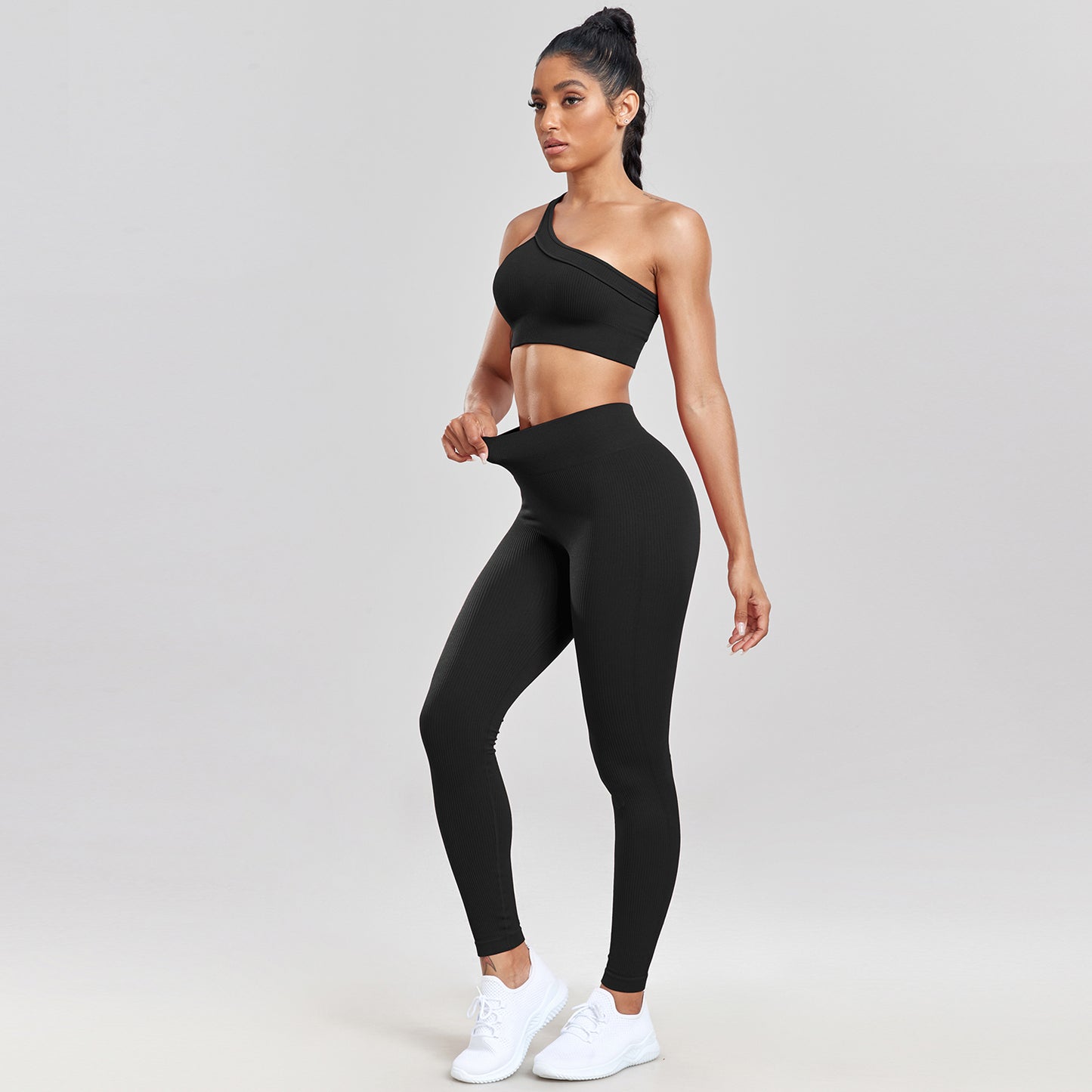 Conjunto Fitness Top Um Ombro Só e Calça Legging Ayumi