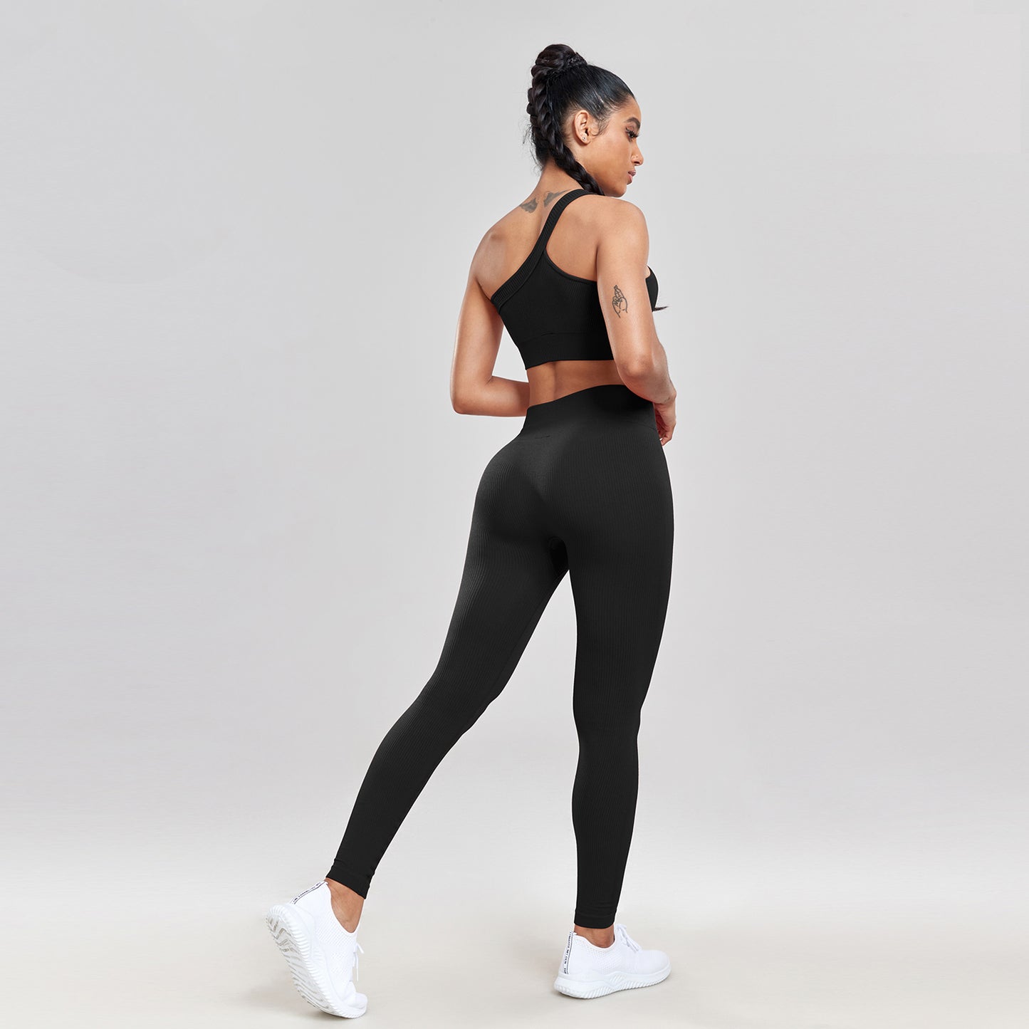 Conjunto Fitness Top Um Ombro Só e Calça Legging Ayumi