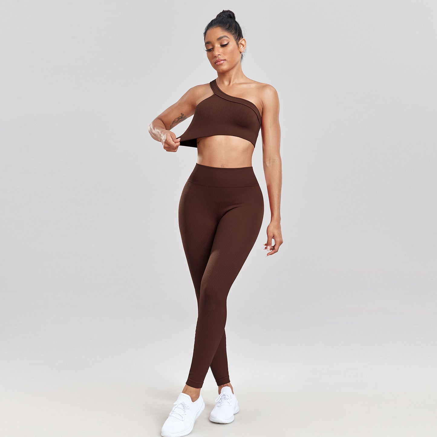 Conjunto Fitness Top Um Ombro Só e Calça Legging Ayumi