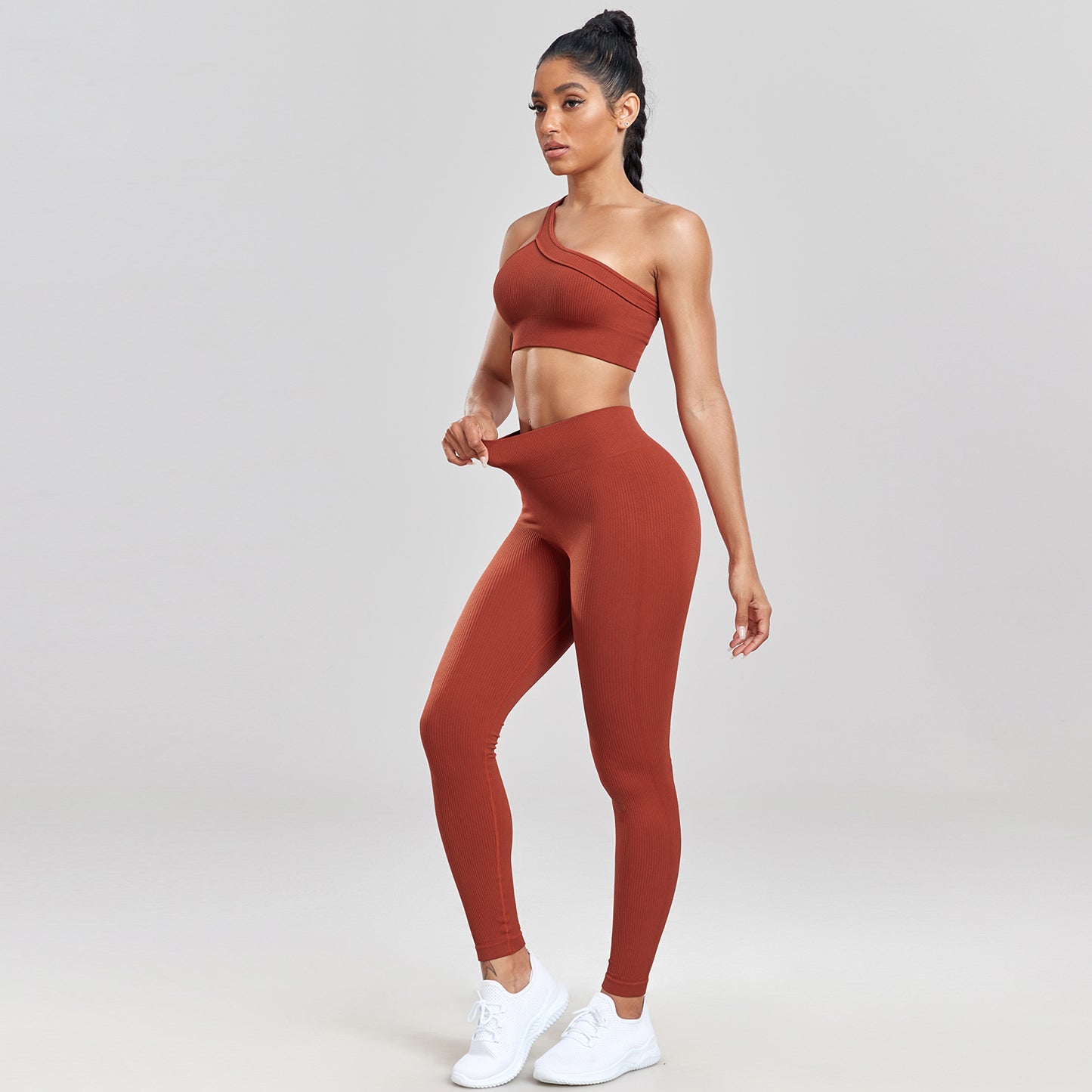 Conjunto Fitness Top Um Ombro Só e Calça Legging Ayumi