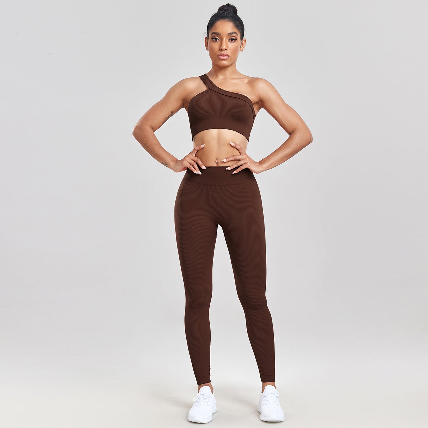 Conjunto Fitness Top Um Ombro Só e Calça Legging Ayumi