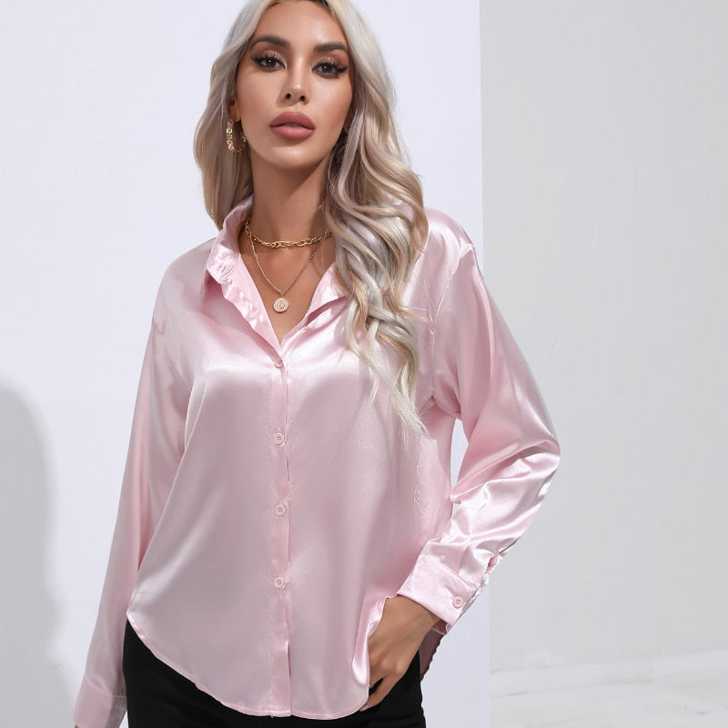 Camisa Luxuosa em Cetim Serenity